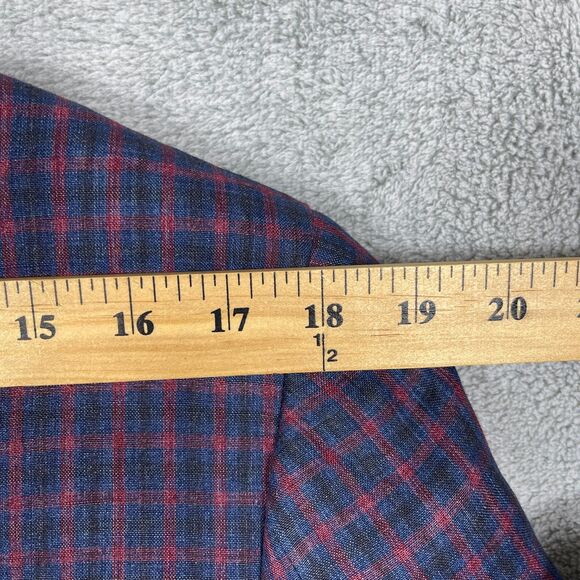 Scabal Blazer Men’s 40R 100% Pure Linen Jacket Blue Red Plaid Surgeons Cuffs - Picture 14 of 16